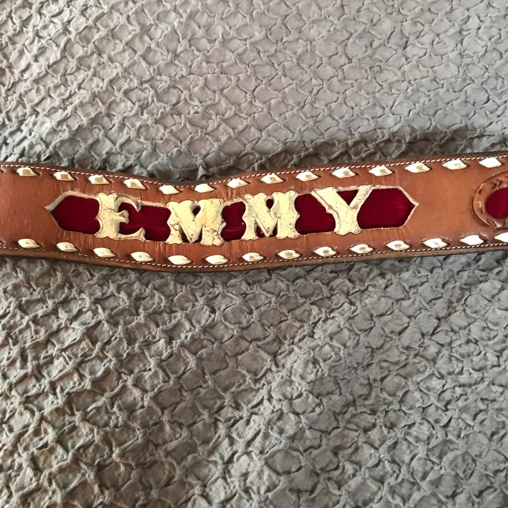 Vintage custom leather and velvet belt by Tony Lama. Size 32 - Picture 2 of 10